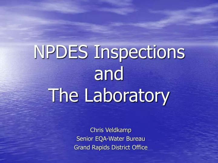 npdes inspections and the laboratory