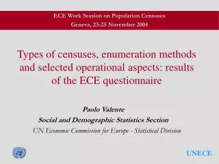 Types of censuses, enumeration methods and selected operational aspects: results of the ECE questionnaire