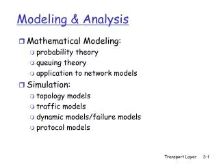 Modeling &amp; Analysis