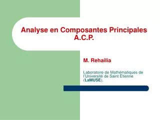 analyse en composantes principales a c p