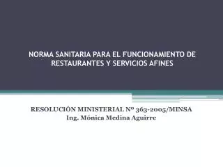 NORMA SANITARIA PARA EL FUNCIONAMIENTO DE RESTAURANTES Y SERVICIOS AFINES