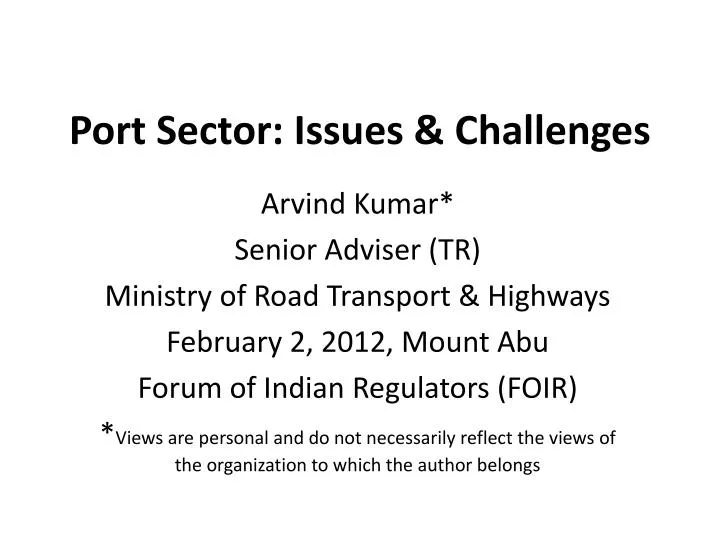 port sector issues challenges