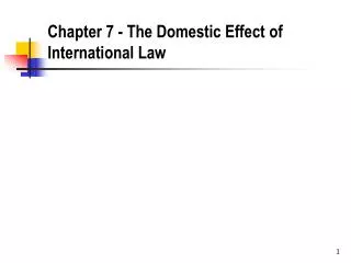 Chapter 7 - The Domestic Effect of International Law