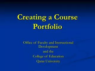 Creating a Course Portfolio