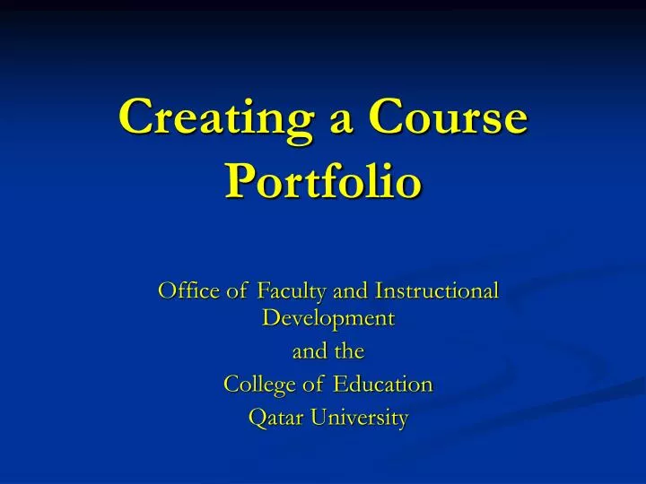 creating a course portfolio