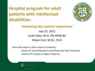 Hospital program for adult patients with intellectual disabilities: