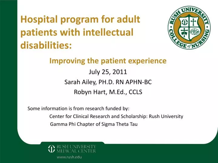hospital program for adult patients with intellectual disabilities
