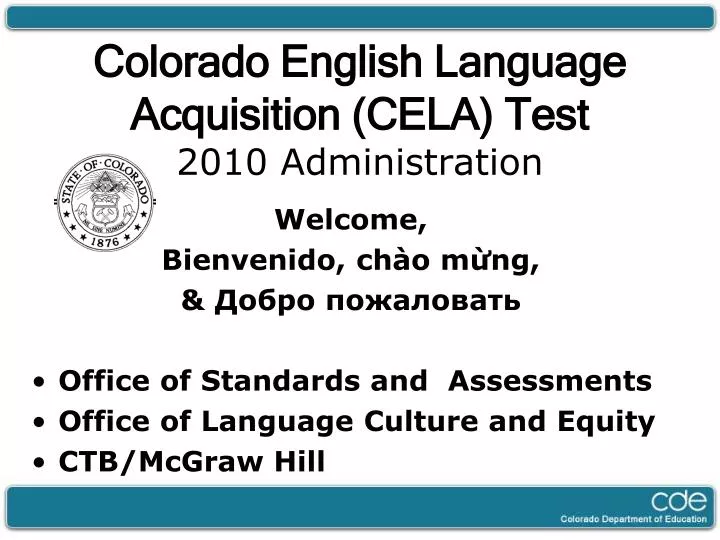 colorado english language acquisition cela test 2010 administration