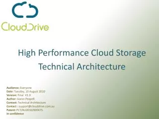 High Performance Cloud Storage Technical Architecture