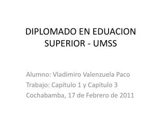 diplomado en eduacion superior umss