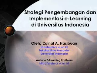 Strategi Pengembangan dan Implementasi e-Learning di Universitas Indonesia