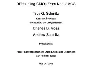 Diffentiating GMOs From Non-GMOS