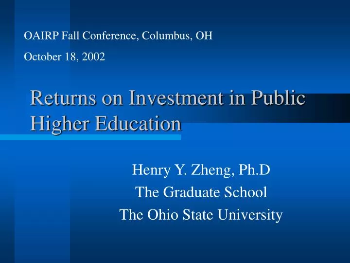returns on investment in public higher education