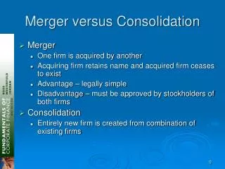Merger versus Consolidation