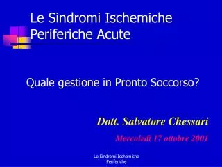 le sindromi ischemiche periferiche acute