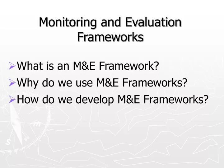 monitoring and evaluation frameworks