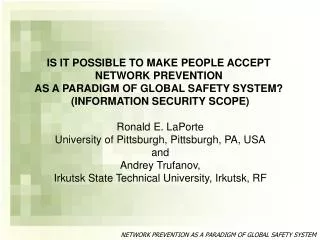 NETWORK PREVENTION AS A PARADIGM OF GLOBAL SAFETY SYSTEM