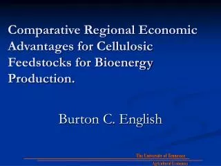 Comparative Regional Economic Advantages for Cellulosic Feedstocks for Bioenergy Production.