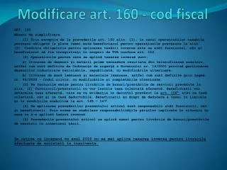 modificare art 160 cod fiscal