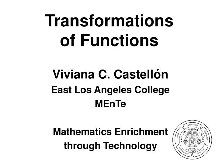 transformations of functions