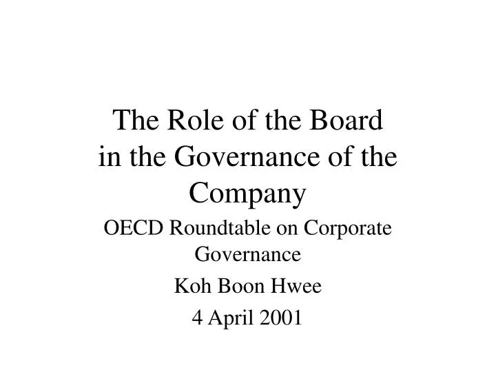 the role of the board in the governance of the company