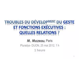 M. Mazeau , Paris Pluradys - DIJON, 25 mai 2012, 1 h 1 heure