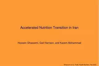 Accelerated Nutrition Transition in Iran