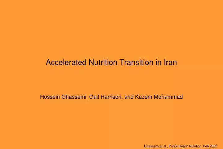 accelerated nutrition transition in iran