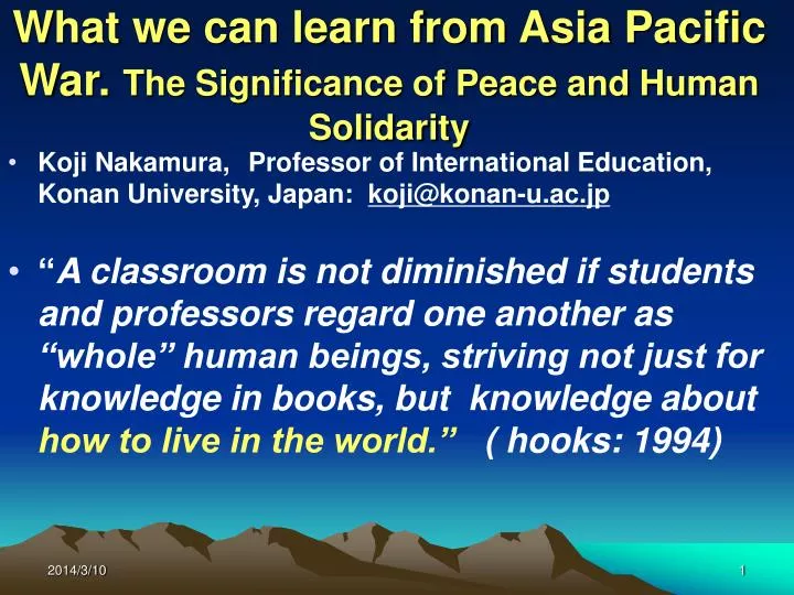 what we can learn from asia pacific war the significance of peace and human solidarity