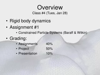 Overview Class #4 (Tues, Jan 28)