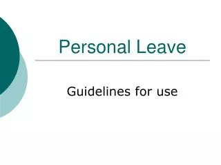 Personal Leave