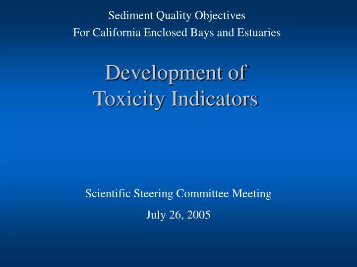 development of toxicity indicators