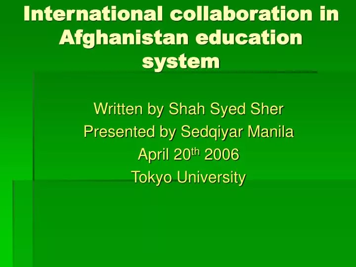 international collaboration in afghanistan education system