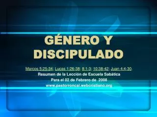 g nero y discipulado