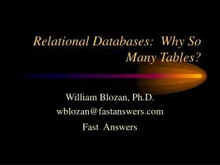 Relational Databases: Why So Many Tables?