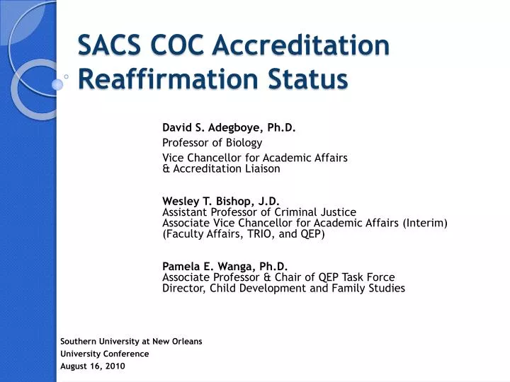 sacs coc accreditation reaffirmation status
