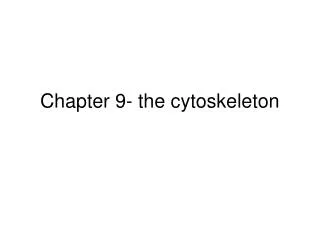Chapter 9- the cytoskeleton