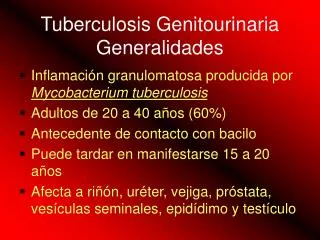 Tuberculosis Genitourinaria Generalidades