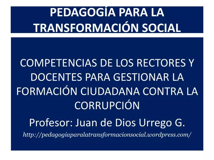 pedagog a para la transformaci n social