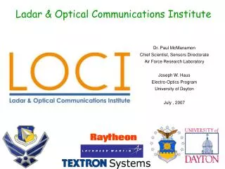 Ladar &amp; Optical Communications Institute
