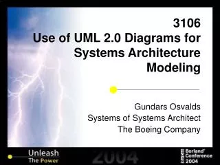 3106 Use of UML 2.0 Diagrams for Systems Architecture Modeling