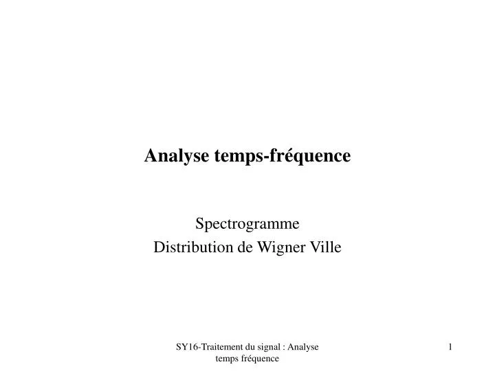 analyse temps fr quence