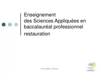 enseignement des sciences appliqu es en baccalaur at professionnel restauration