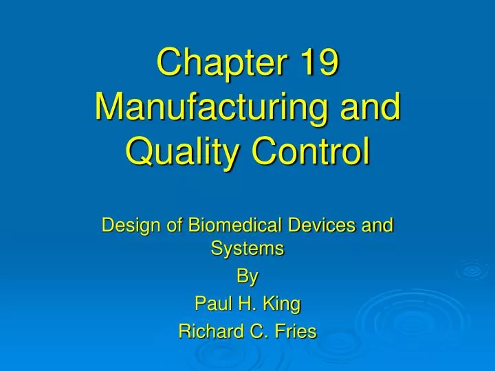 chapter 19 manufacturing and quality control