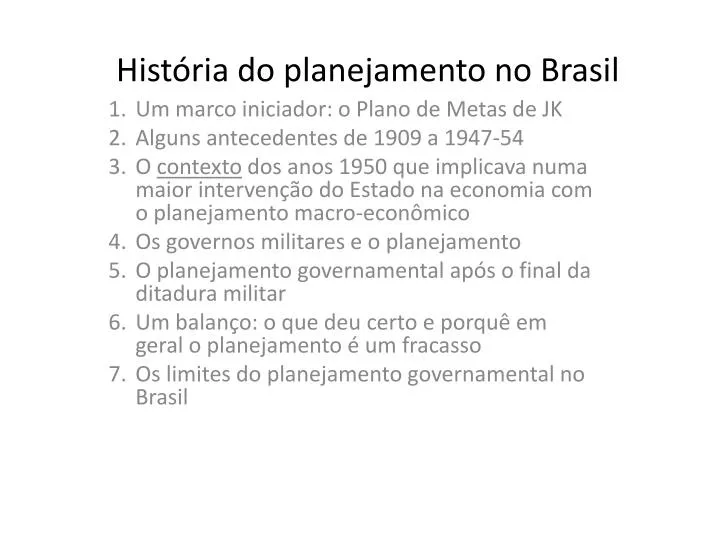 hist ria do planejamento no brasil