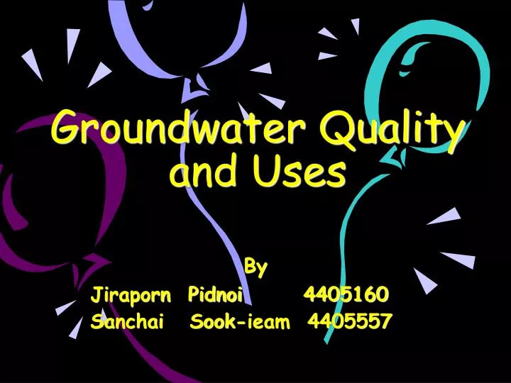 groundwater quality and uses