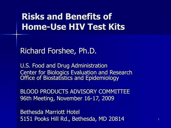 risks and benefits of home use hiv test kits
