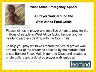 West Africa Emergency Appeal A Prayer Walk around the West Africa Food Crisis