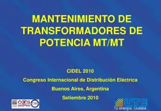 MANTENIMIENTO DE TRANSFORMADORES DE POTENCIA MT/MT