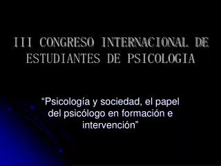 iii congreso internacional de estudiantes de psicologia